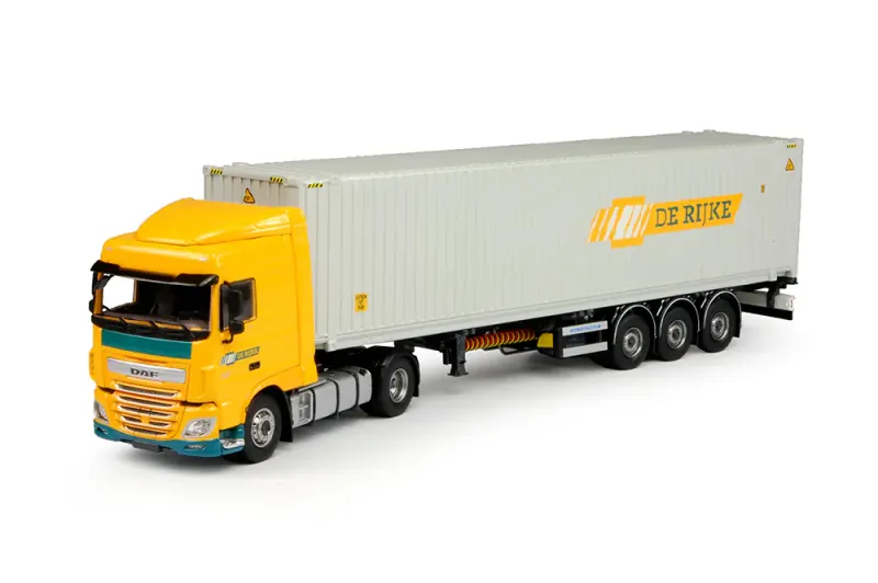 Tekno DAF Euro 6 XF Space Cab met Flexitrailer en 45ft Container – de Rijke